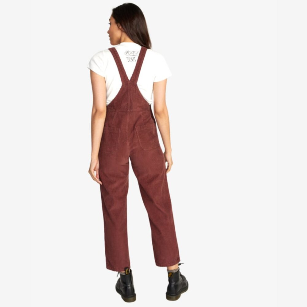 RVCA | Succession Dungarees Corduroy Straight Leg Overalls in Espresso Size 28 - Picture 2 of 6
